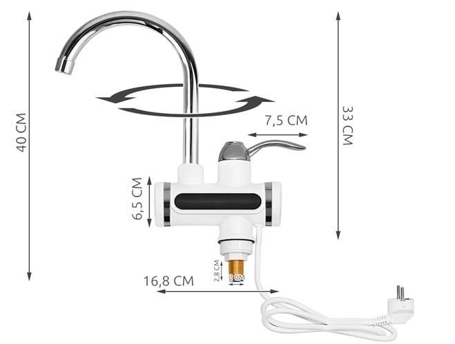 Dřezová baterie Ruhhy Digitherm s elektrickým ohřevem vody bílá - chrom 13039 5